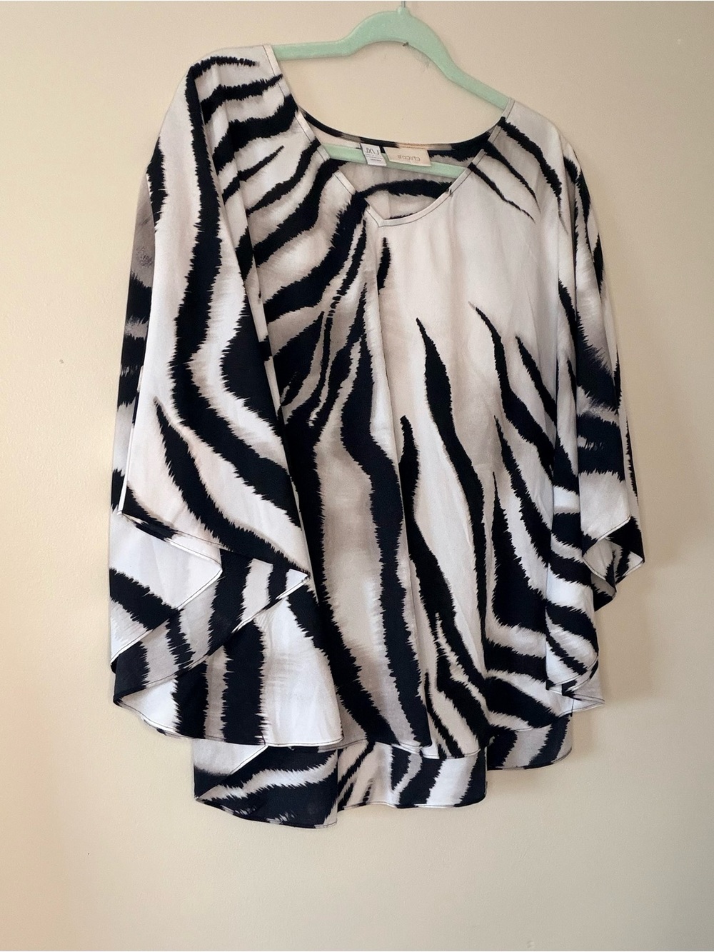 Chico's Black & White Zebra-Print Tunic Top